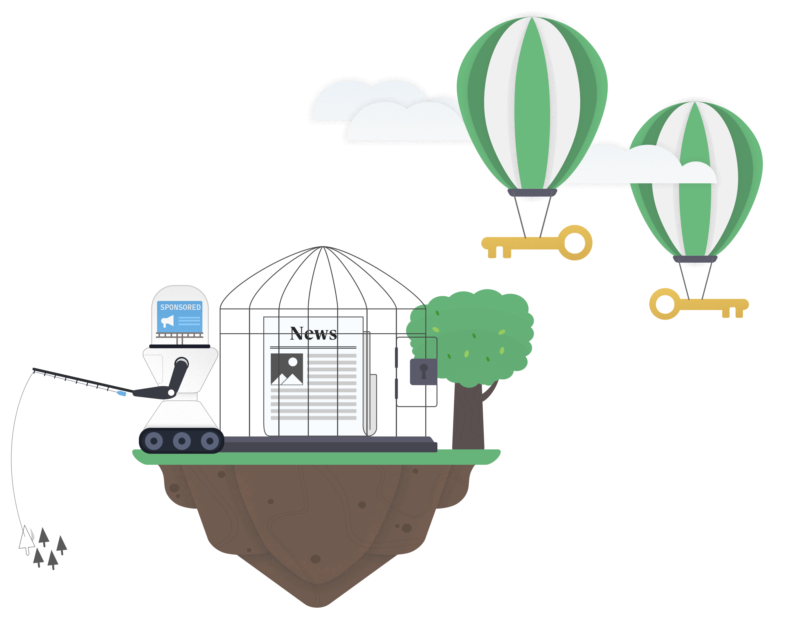 Illustration depicting Turkbox and it's role in the news media ecosystem